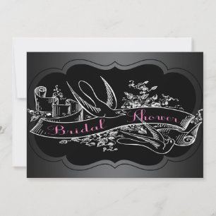 Convite Chuveiro de Noiva Quadro Negro Rosa Elegante