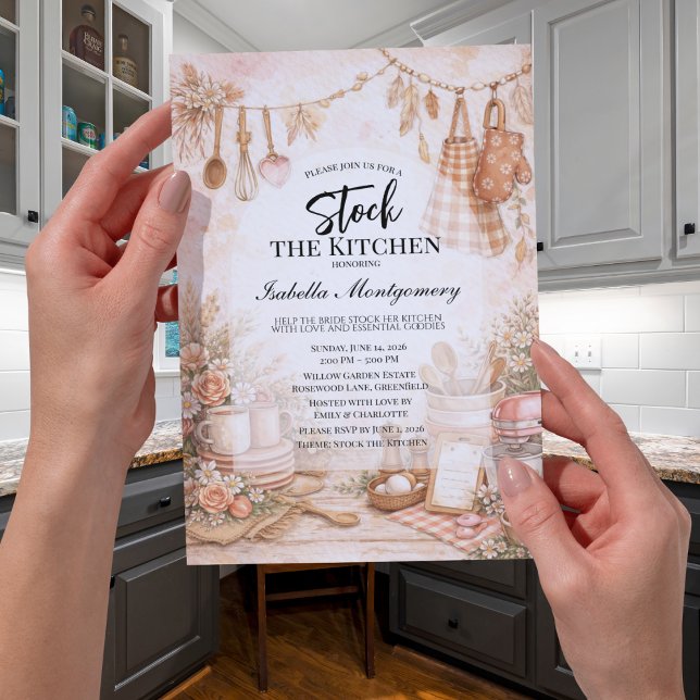 Convite Chuveiro de Noiva Temático de Cozinha Abasteça a C (Kitchen Themed Stock The Kitchen Bridal Shower Invitations
)
