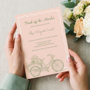Convite Chuveiro Nupcial de Bicicleta Floral Fresh Off The