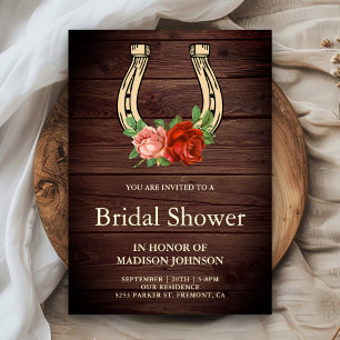 Convite Chuveiro Nupcial de Ferradura Floral de Madeira Rú