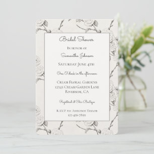 Convite Chuveiro Nupcial Elegante Flores de Outono Preto C