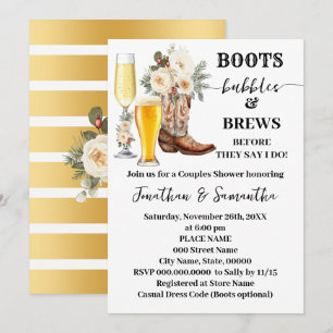Convite Chuveiros de Noiva de Inverno Botas Bolhas e Cerve