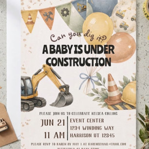 Convite Chuvoso Baby Shower em Construção