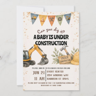 Convite Chuvoso Baby Shower em Construção