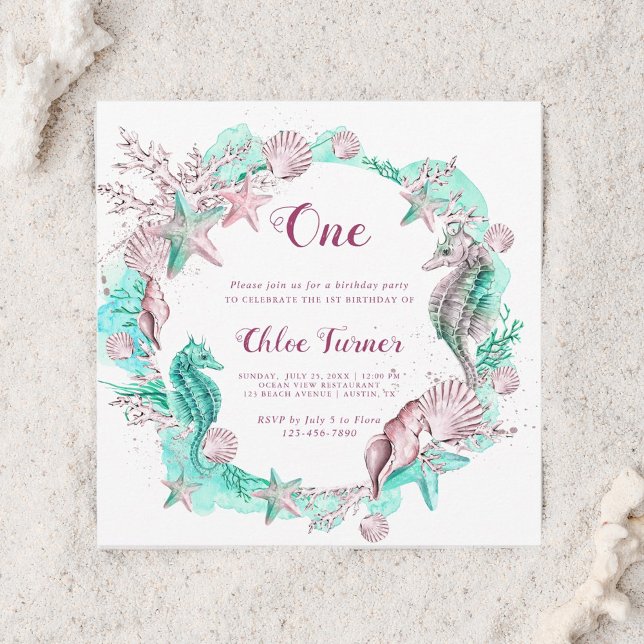 Convite Ciano e Lavanda debaixo da Praça de Aniversário da (Criador carregado)