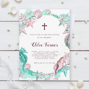 Convite Ciano e Lavanda sob o batismo marinho