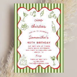 Convite Ciao 30s Italian Pasta Dinner 40th Birthday Party 