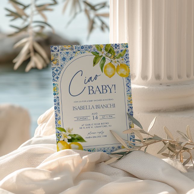 Convite Ciao Baby Amalfi Coast Lemon Chá de fraldas (Criador carregado)