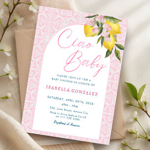 Convite Ciao Baby Bambina Amalfi Chá de fraldas Italiano
