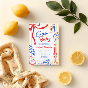 Convite Ciao Baby Bebê Italiano Desenho à Mão Aniversário 