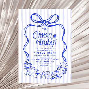 Convite Ciao Baby Blue - Chá de fraldas de limões italiano