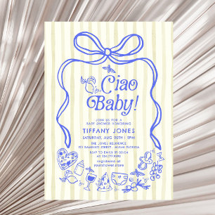 Convite Ciao Baby Blue Yellow Italiana Lemons Chá de frald