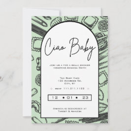 Convite "Ciao Baby" Cozinhando uma massa italiana para o b