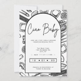 Convite "Ciao Baby" Cozinhando uma massa italiana para o b
