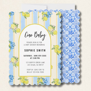 Convite Ciao Baby, Grafeful Lemon, Azulejos Italianos