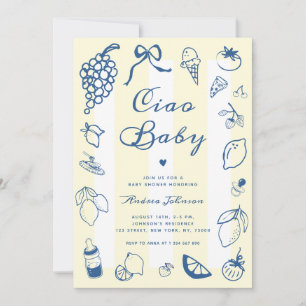 Convite Ciao Baby Italiana-Hand Drawn Lemon Chá de fraldas