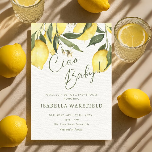 Convite Ciao Baby Italy Chá de fraldas (Ciao Baby Italian Italy Baby Shower Invitation)