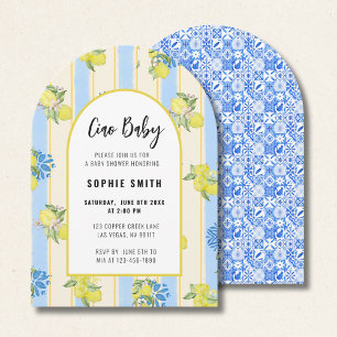 Convite Ciao Baby, Lemon Grafeful, Arco de Azulejos Azuis 