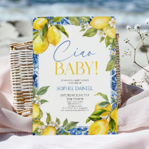 Convite Ciao Baby! Limão Floral Mediterrâneo Chá de Bebê