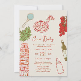 Convite Ciao Baby Line Art Pizza All In One Baby Shower