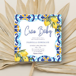 Convite Ciao Baby Mediterranean Majolica Azulejo Lemon Chá