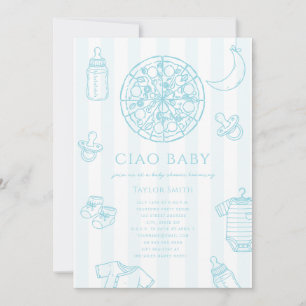 Convite Ciao Baby Pizza Boy Baby Shower Azul