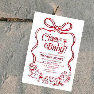 Convite Ciao Baby Red Whimssic Italiana Lemons Chá de fral