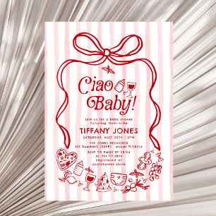 Convite Ciao Baby Red Whimssic Italiana Lemons Chá de fral