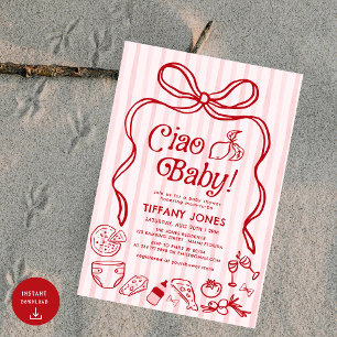 Convite Ciao Baby Red Whimssic Italiana Lemons Chá de fral