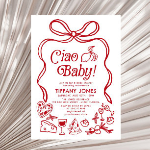 Convite Ciao Baby Red Whimssic Italiana Lemons Chá de fral