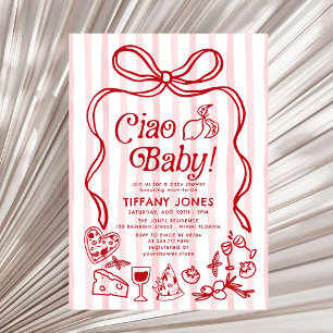 Convite Ciao Baby Red Whimssic Italiana Lemons Chá de fral