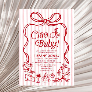 Convite Ciao Baby Red Whimssic Italiana Lemons Chá de fral