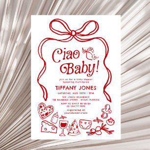Convite Ciao Baby Red Whimssic Italiana Lemons Chá de fral