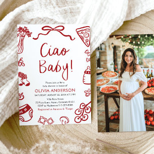 Convite Ciao Baby Whimsic Italiane Pizza Chá de fraldas
