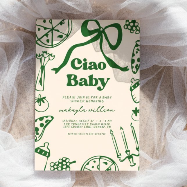 Convite Ciao Baby Whimsical Italian Pizza Baby Shower (Criador carregado)