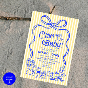 Convite Ciao Baby Whimssic Italiana Lemons Chá de fraldas