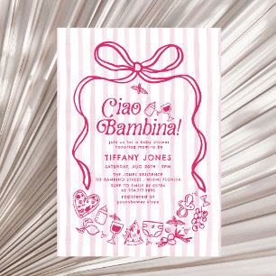 Convite Ciao Bambina Pink - Chá de fraldas italiano de lim