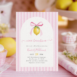 Convite Ciao Bambina Pink Lemon Baby Shower Invitation