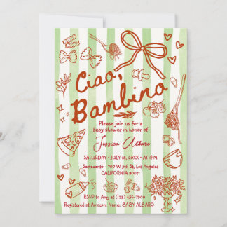Convite Ciao Bambino Baby Shower Invitation