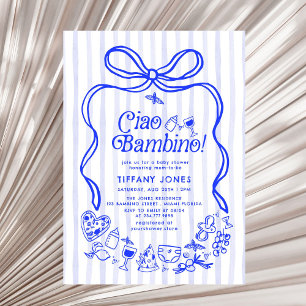 Convite Ciao Bambino Blue - Chá de fraldas italiano aos li