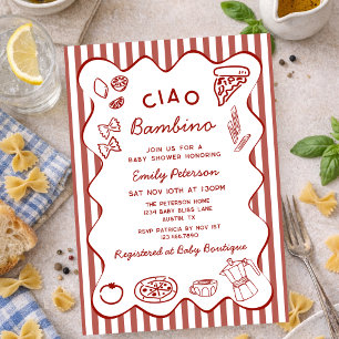 Convite Ciao Bambino Chá de Bebê com Tema Italiano Desenha