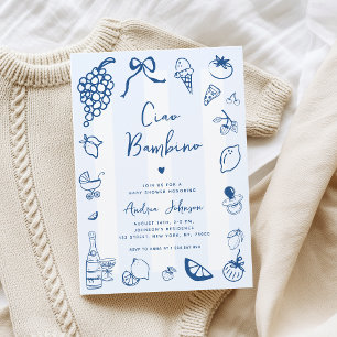 Convite Ciao Bambino Diversão Itália Chá de fraldas Desenh