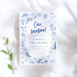 Convite Ciao Bambino Italian Blue Boy Baby Shower