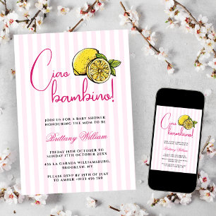 Convite Ciao Bambino Lemon Chá de fraldas de Verão italian