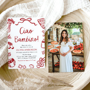 Convite Ciao Bambino Whimsical Italiana Pizza Chá de frald