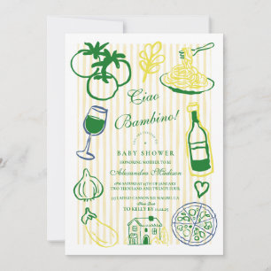 Convite Ciao Bambino Yellow Strike Chá de fraldas