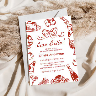 Convite Ciao Bella Chá de panela de Pizza Italiana Desenha