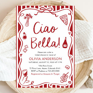 Convite Ciao Bella Chá de panela de Pizza Italiana Desenha