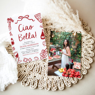 Convite Ciao Bella Chá de panela de Pizza Italiana Desenha