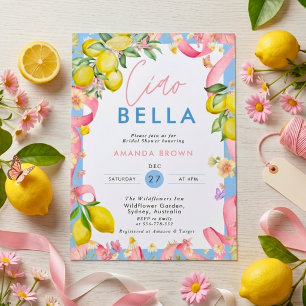 Convite Ciao Bella Lemon Verão Chuveiro de Noiva Italiano